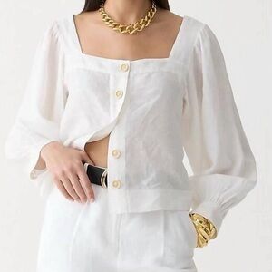 J. Crew Women's Squareneck button-up top in 100% Linen XXS